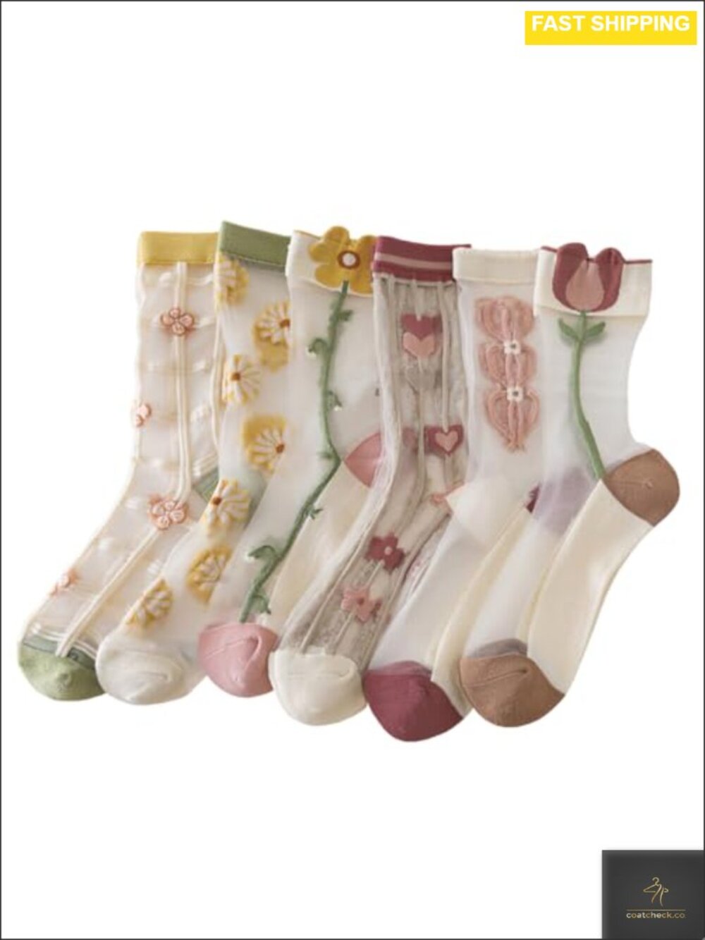 Sheer Socks Women Summer Transparent Flower Ankle High Thin Mesh Lace Elastic